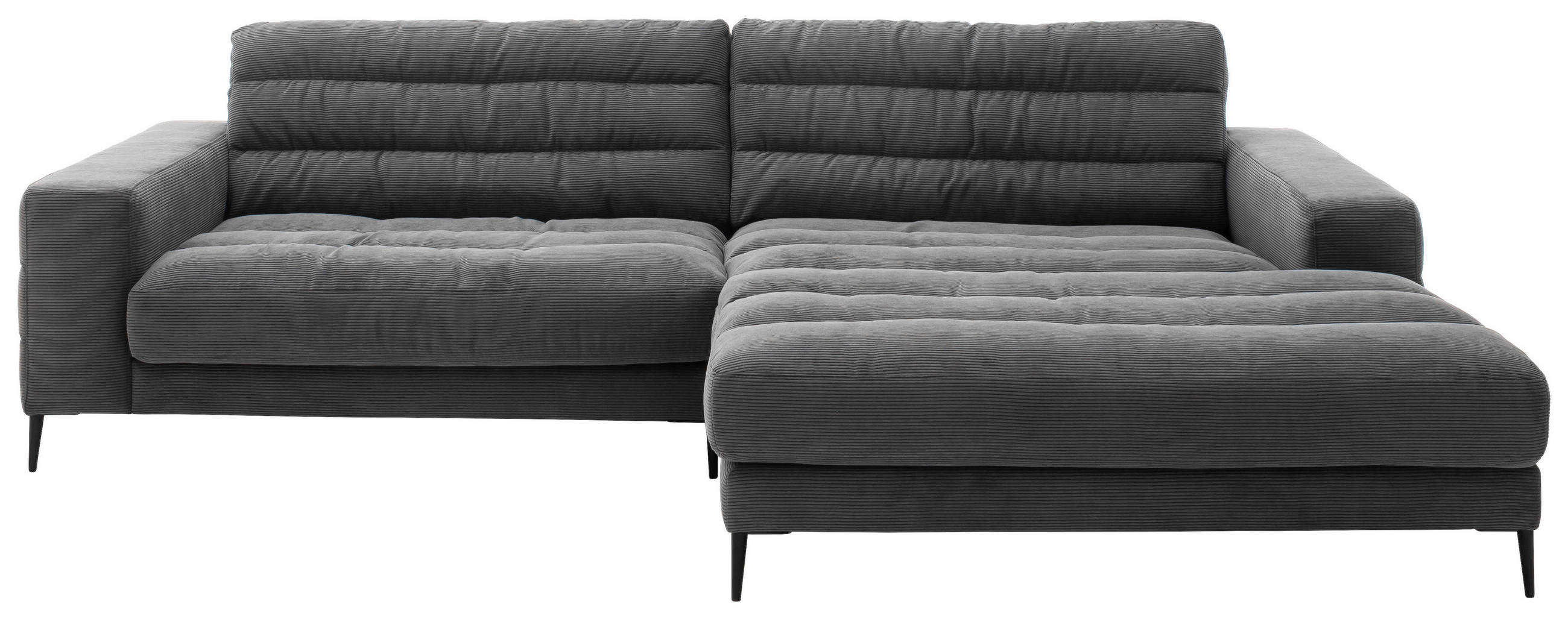 ECKSOFA in Cord Anthrazit  296/207 cm  - Anthrazit/Schwarz, Design, Textil/Metall (296/207cm) - Dieter Knoll