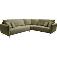 ECKSOFA in Cord Olivgrün  - Schwarz/Olivgrün, Design, Textil/Metall (294/256cm) - Livetastic