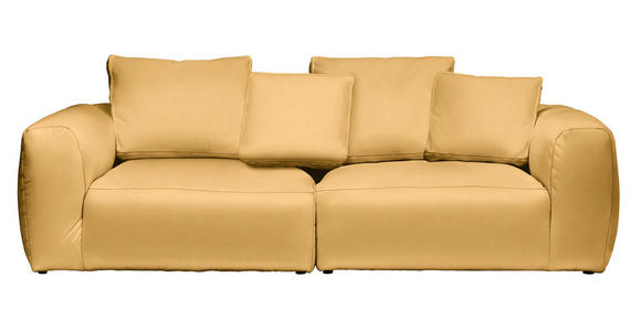 BIGSOFA  in Samt Gelb  - Gelb/Schwarz, MODERN, Kunststoff/Textil (260/70/122cm) - Carryhome