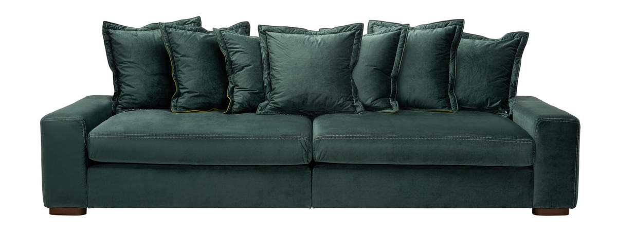 BIGSOFA Velours Dunkelgrün  - Wengefarben/Dunkelgrün, LIFESTYLE, Holz/Textil (289/90/115cm) - Carryhome