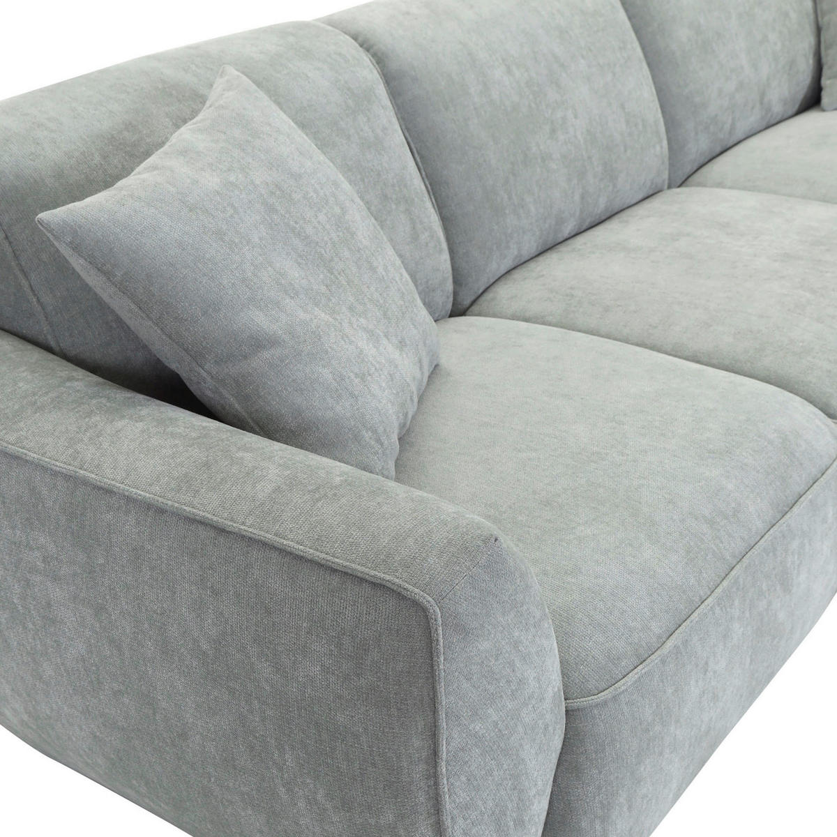 ECKSOFA Salbeigrün Flachgewebe Zierkissen, Rücken echt  - Salbeigrün/Schwarz, KONVENTIONELL, Kunststoff/Textil (285/155cm) - Milino