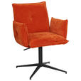 ARMLEHNSTUHL  in Eisen Samt  - Schwarz/Orange, Design, Textil/Metall (63/63,5/86cm) - Novel