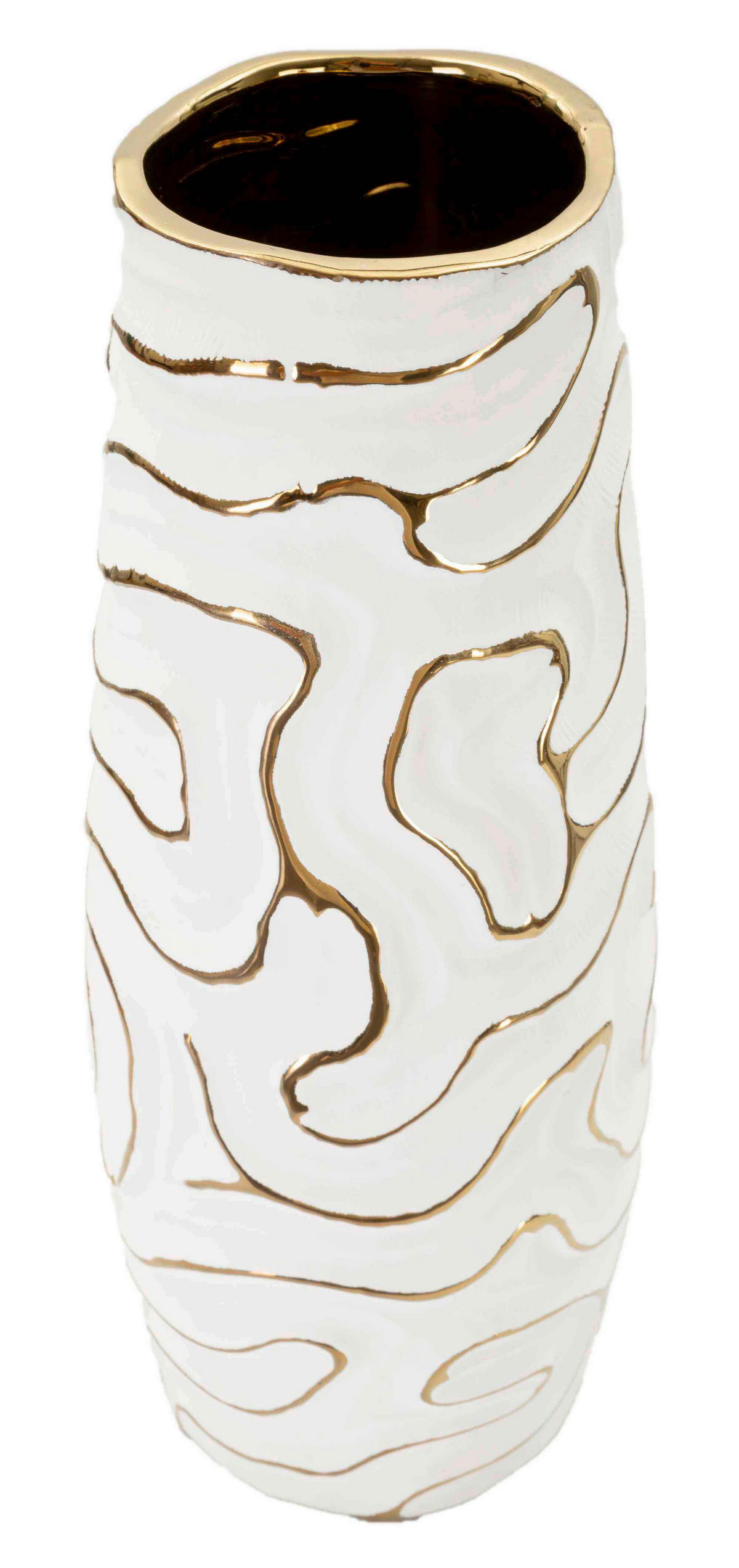 VASE  - Goldfarben/Weiß, Basics, Keramik (14.5/39.5/14.5cm)