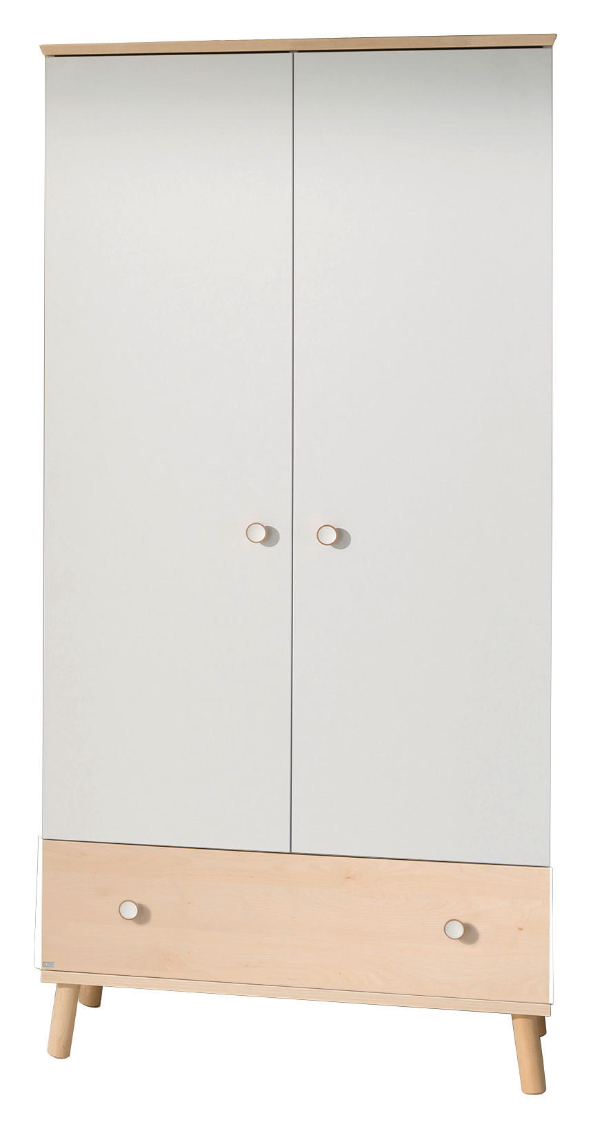 DREHTÜRENSCHRANK in Weiss, Birkefarben  - Weiss/Birkefarben, Design, Holz/Holzwerkstoff (96,4/198,7/56,3cm) - Paidi