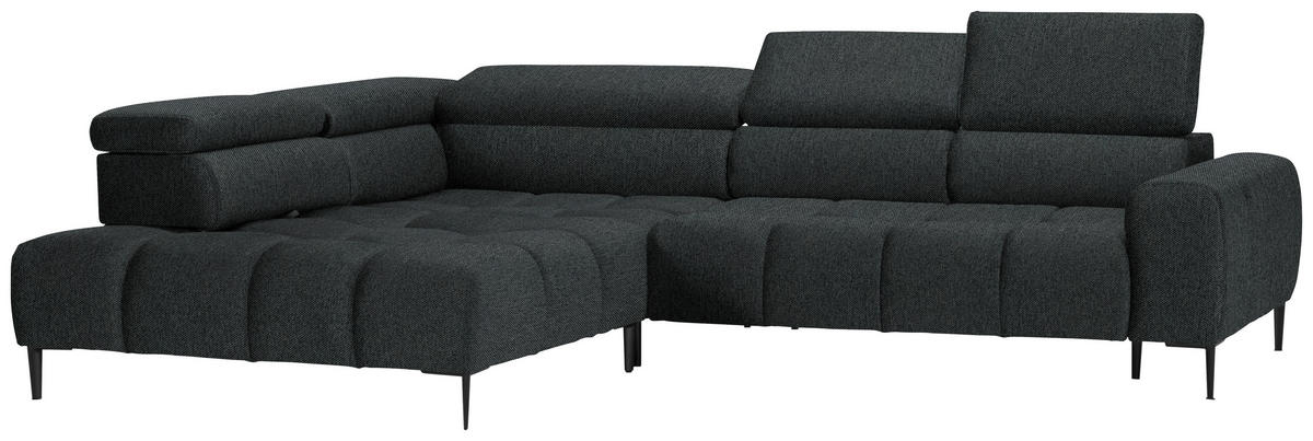 ECKSOFA in Webstoff Graphitfarben  - Schwarz/Graphitfarben, Design, Textil/Metall (216/300cm) - Welnova
