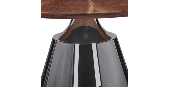 ESSTISCH 120/120/75 cm teilmassiv  Metall, Holz rund Walnussfarben  - Schwarz Hochglanz/Walnussfarben, Design, Holz/Metall (120/120/75cm) - Novel