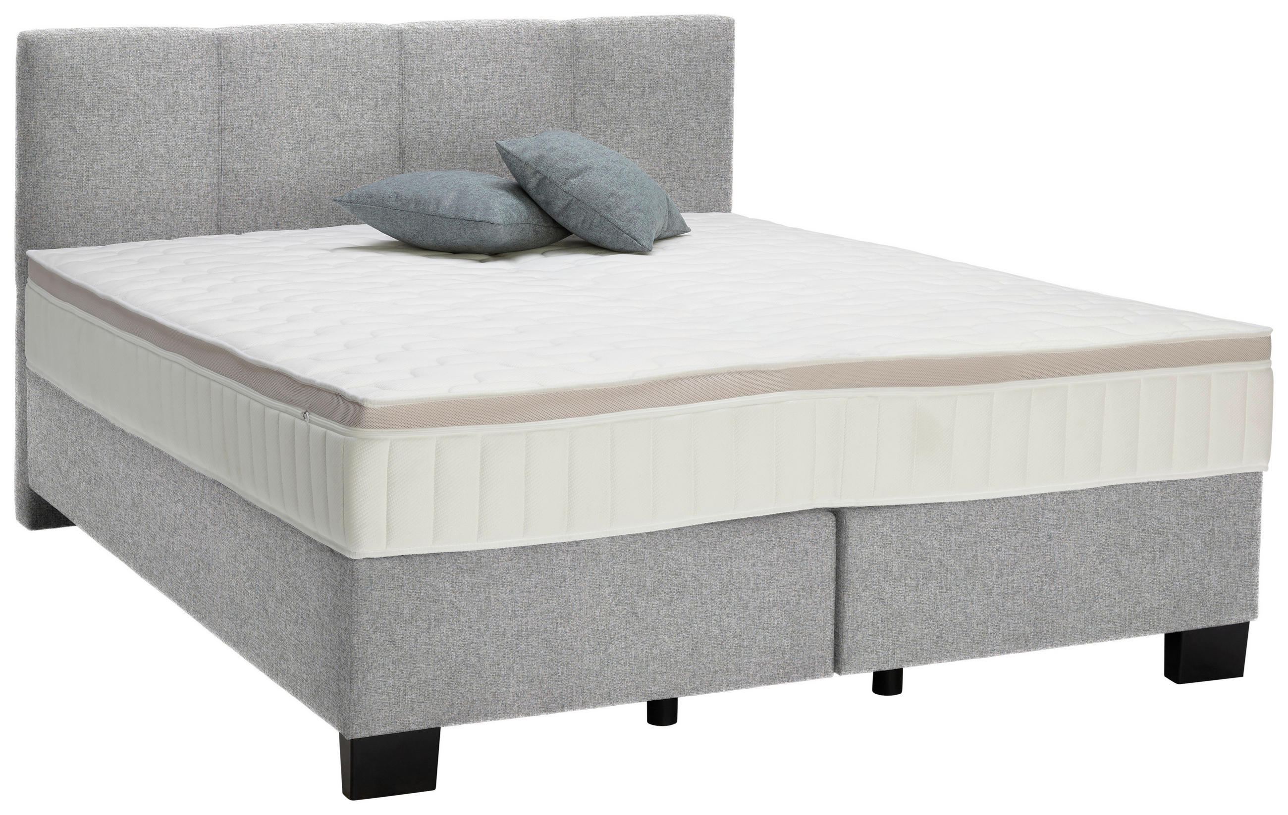 BOXSPRINGBETT 160/200 cm  in Taupe  - Taupe/Schwarz, Design, Kunststoff/Textil (160/200cm) - Hom`in