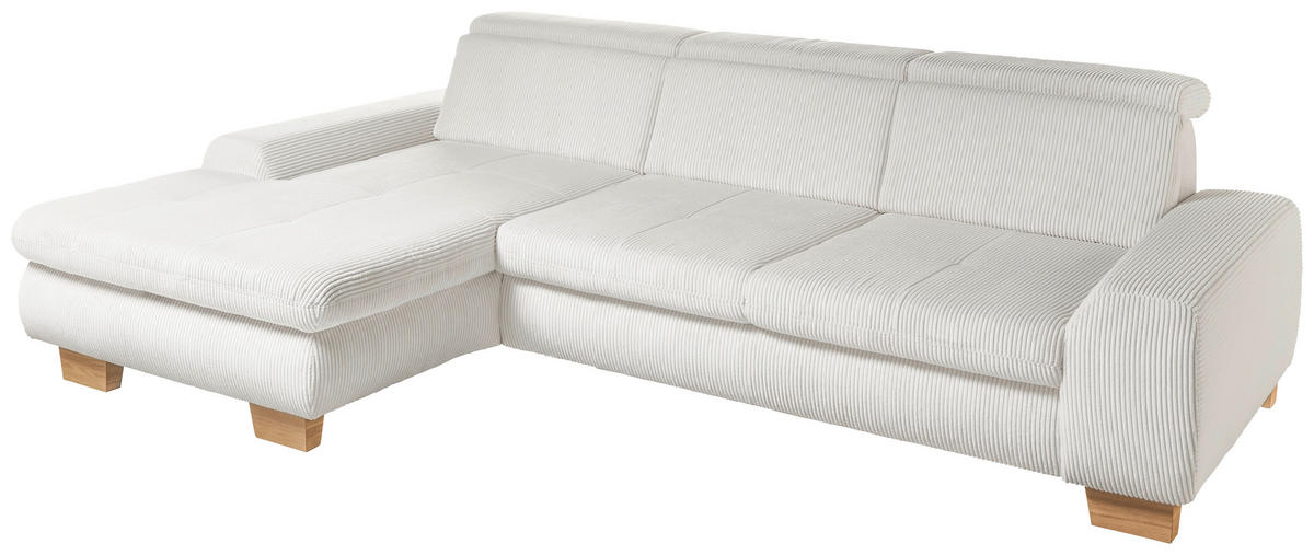 ECKSOFA Silberfarben Cord  - Eiche Bianco/Silberfarben, KONVENTIONELL, Holz/Textil (195/307cm) - SetOne by Musterring