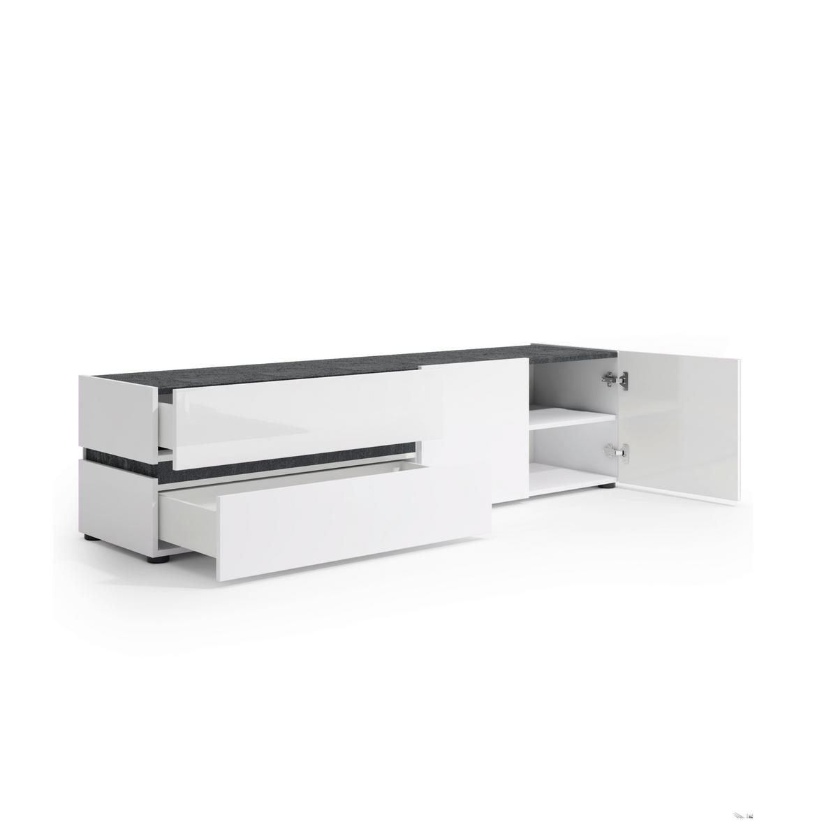 LOWBOARD  in 180/47/43 cm  - Anthrazit/Schwarz, Design, Holzwerkstoff/Kunststoff (180/47/43cm) - Voleo
