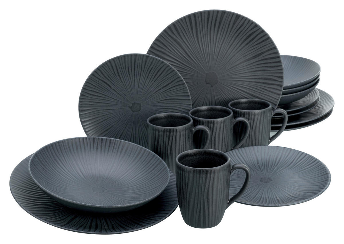 KOMBISERVICE 16-teilig  - Schwarz/Grau, Trend, Keramik (22/21/27cm) - Creatable