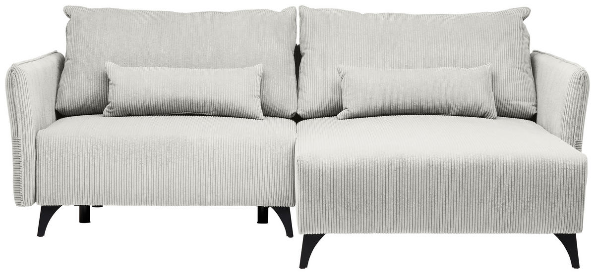ECKSOFA Creme Cord  - Creme/Schwarz, Design, Textil/Metall (254/175cm) - Stylife