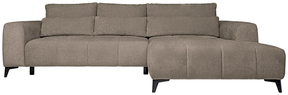 ECKSOFA Taupe Chenille  - Taupe/Schwarz, KONVENTIONELL, Kunststoff/Textil (279/222cm) - Hom`in