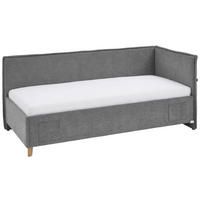 POLSTERLIEGE Flachgewebe Grau  - Eichefarben/Grau, KONVENTIONELL, Holz/Textil (140/200cm) - Stylife