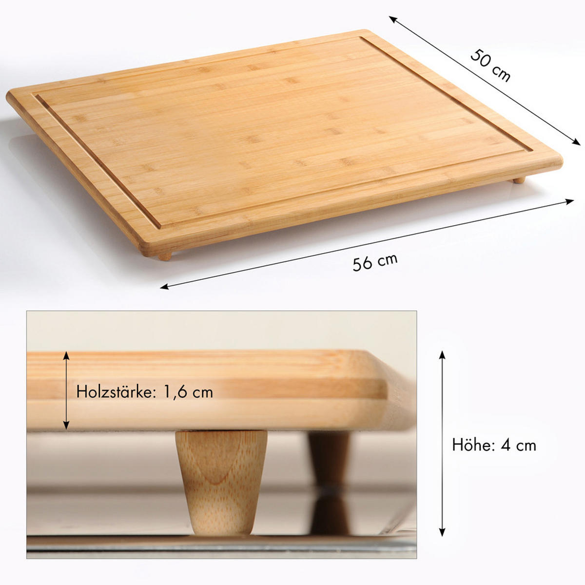 SCHNEIDEBRETT Holz Bambus  - Naturfarben, Basics, Holz (56/50/4cm) - Kesper