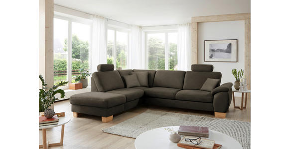 ECKSOFA in Mikrofaser Fango  236/286 cm  - Wildeiche/Fango, KONVENTIONELL, Holz/Textil (236/286cm) - Voleo