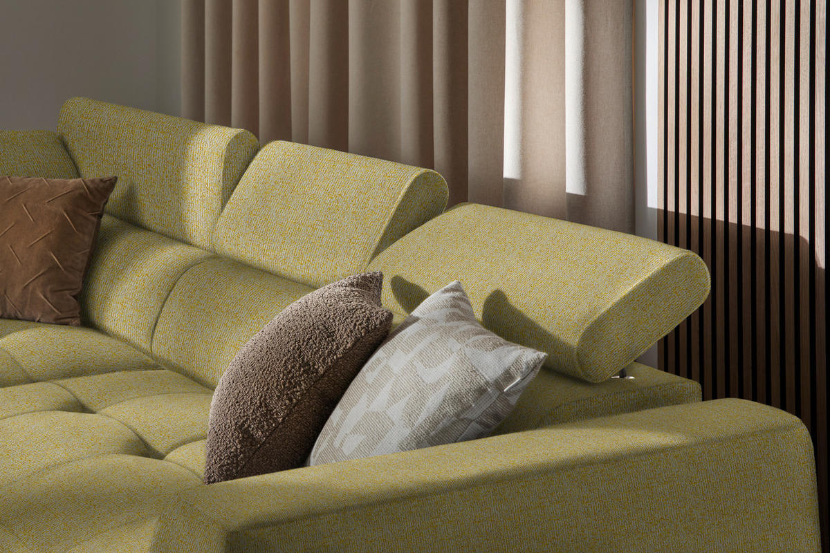 ECKSOFA in Struktur Gelb  205/284 cm  - Gelb/Schwarz, Design, Kunststoff/Textil (205/284cm) - Xora