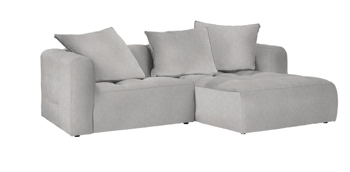 ECKSOFA in Flachgewebe Ecru  - Ecru/Schwarz, Lifestyle, Kunststoff/Textil (240/173cm) - Stylife