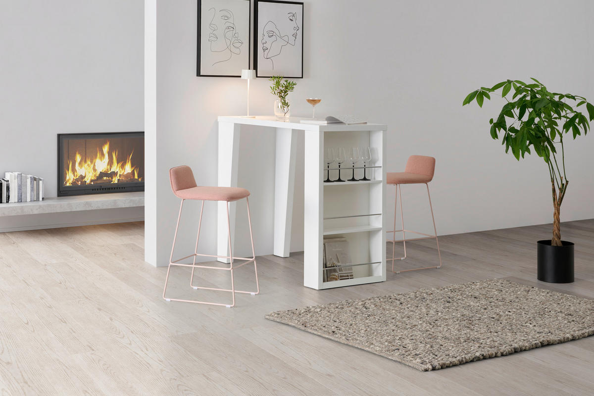 Bartisch Lyon 120x107x60 cm rechteckig Weiß Hochglanz  - Weiß Hochglanz, KONVENTIONELL, Holzwerkstoff/Metall (120/107/60cm)