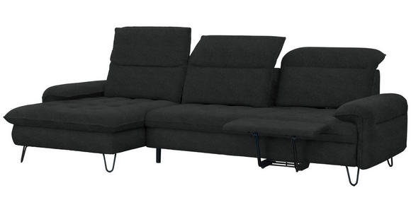 ECKSOFA in Webstoff Anthrazit  - Anthrazit/Schwarz, LIFESTYLE, Textil/Metall (180/310cm) - Valnatura