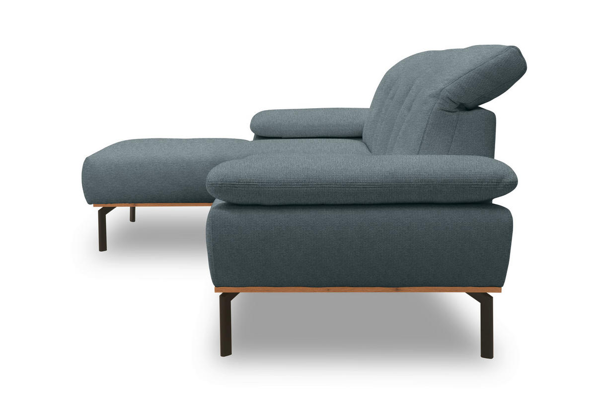 ECKSOFA in Mikrofaser Grau  242/170 cm  - Wildeiche/Schwarz, Design, Holz/Textil (242/170cm) - MID.YOU
