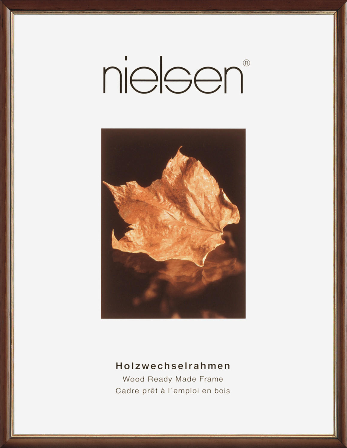 BILDERRAHMEN - Dunkelbraun/Goldfarben, Basics, Holz (24/30cm) - Nielsen