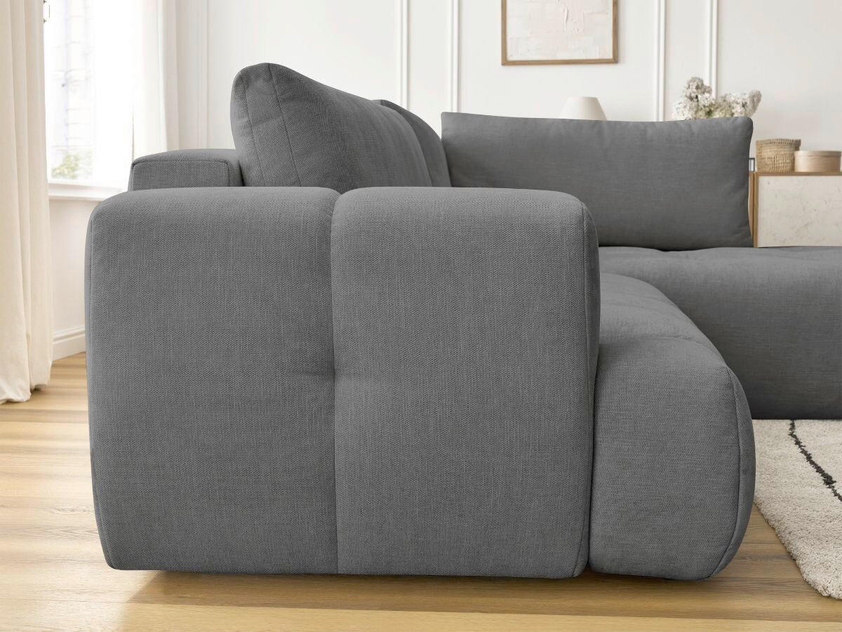 ECKSCHLAFSOFA FUJI Leinenoptik Dunkelgrau  inkl.  - Dunkelgrau/Schwarz, MODERN, Kunststoff/Textil (282/204cm)