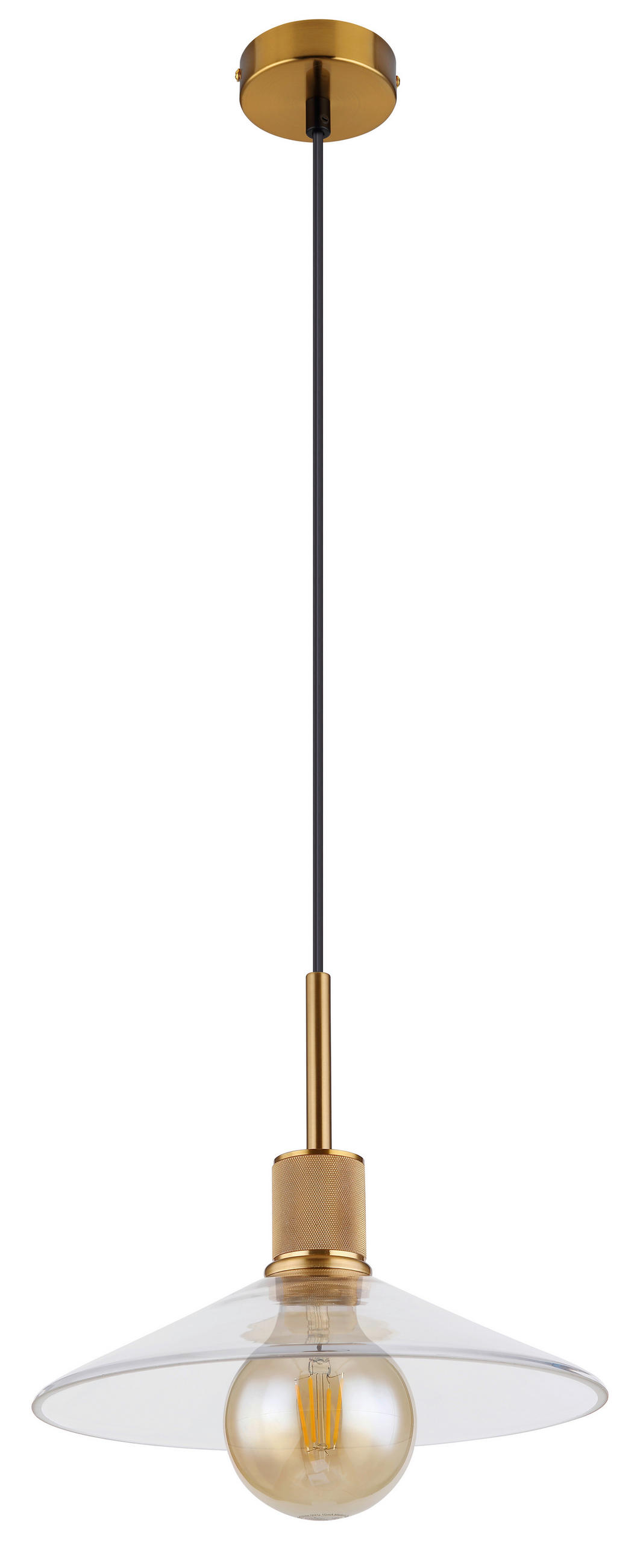 HÄNGELEUCHTE 28/120 cm    - Klar/Messingfarben, Design, Glas/Metall (28/120cm) - Globo