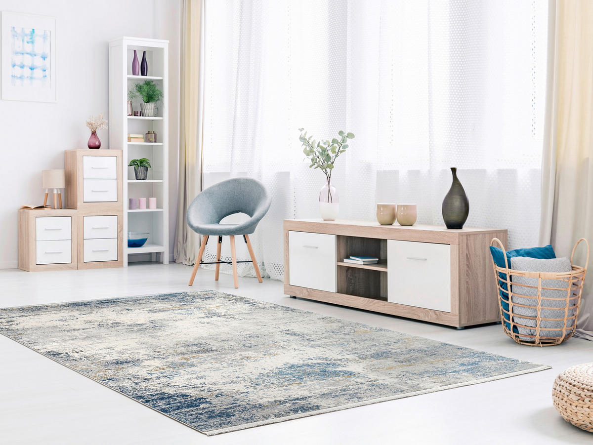 WEBTEPPICH 67/130 cm DIETER KNOLL Blau, Grau  - Blau/Grau, Basics, Textil (67/130cm) - Dieter Knoll
