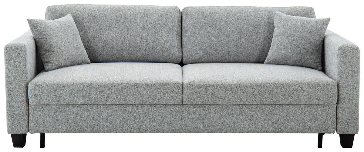 SCHLAFSOFA Leinenoptik Hellgrau  - Hellgrau/Schwarz, Design, Holz/Textil (220,5/86/96cm) - Livetastic