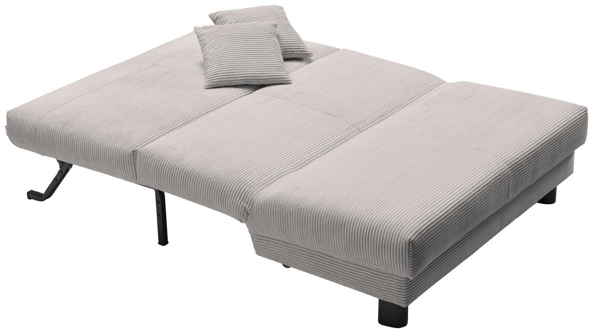 SCHLAFSOFA Cord Hellgrau  - Hellgrau/Schwarz, Design, Textil/Metall (145/85/100cm) - Carryhome