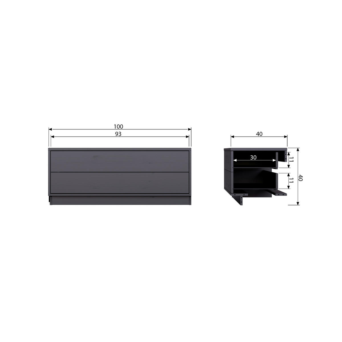 LOWBOARD Finca  in 100/40/40 cm  - Schwarz, Design, Holz (100/40/40cm) - Livetastic