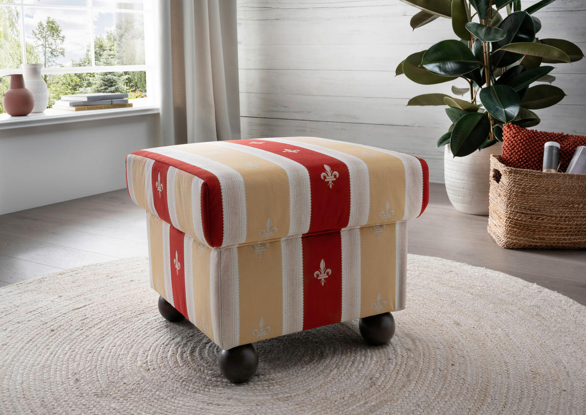HOCKER in Textil Rot  - Wengefarben/Rot, KONVENTIONELL, Holz/Textil (56/46/56cm) - Livetastic