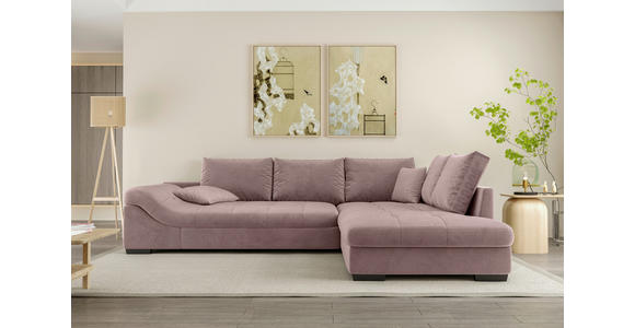 ECKSOFA Altrosa Cord - Schwarz/Altrosa, KONVENTIONELL, Holz/Textil (298/202cm) - Carryhome