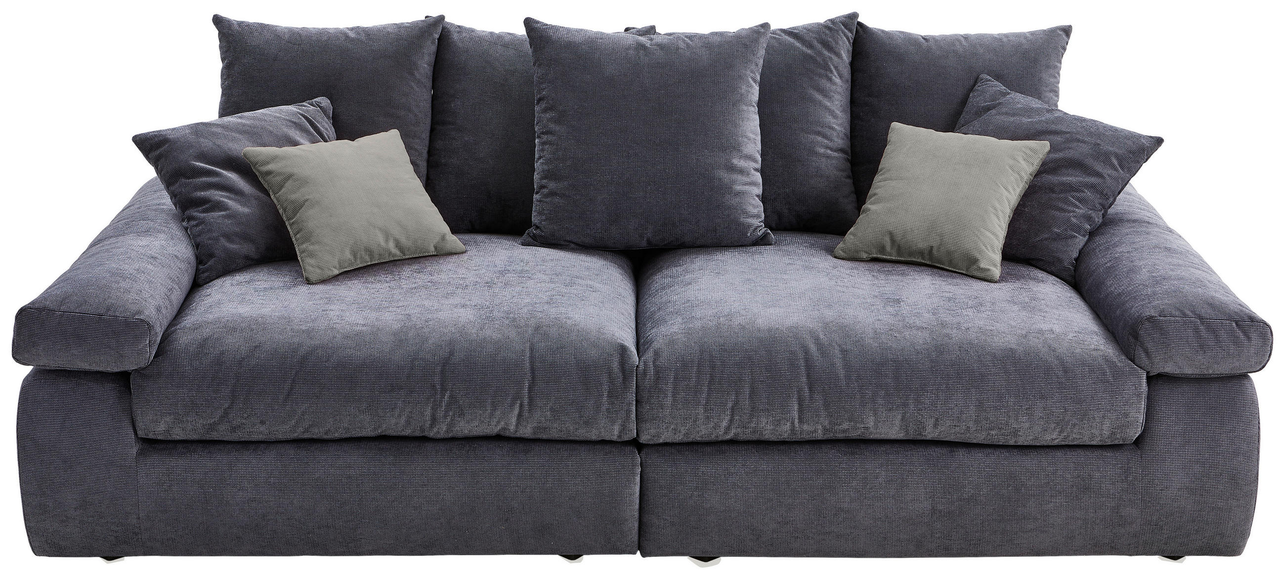 BIGSOFA Feincord Anthrazit, Grau  - Anthrazit/Schwarz, Design, Kunststoff/Textil (260/90/140cm) - Carryhome