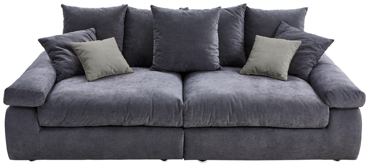 BIGSOFA Feincord Anthrazit, Grau  - Anthrazit/Schwarz, Design, Kunststoff/Textil (260/90/140cm) - Carryhome