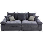 BIGSOFA Feincord Anthrazit, Grau  - Anthrazit/Schwarz, Design, Kunststoff/Textil (260/90/140cm) - Carryhome