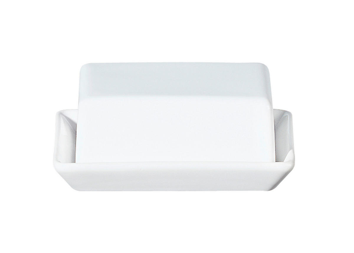 POSODICA ZA MASLO     16,5/13,5/7 cm         - bela, Konvencionalno, keramika (16,5/13,5/7cm) - ASA