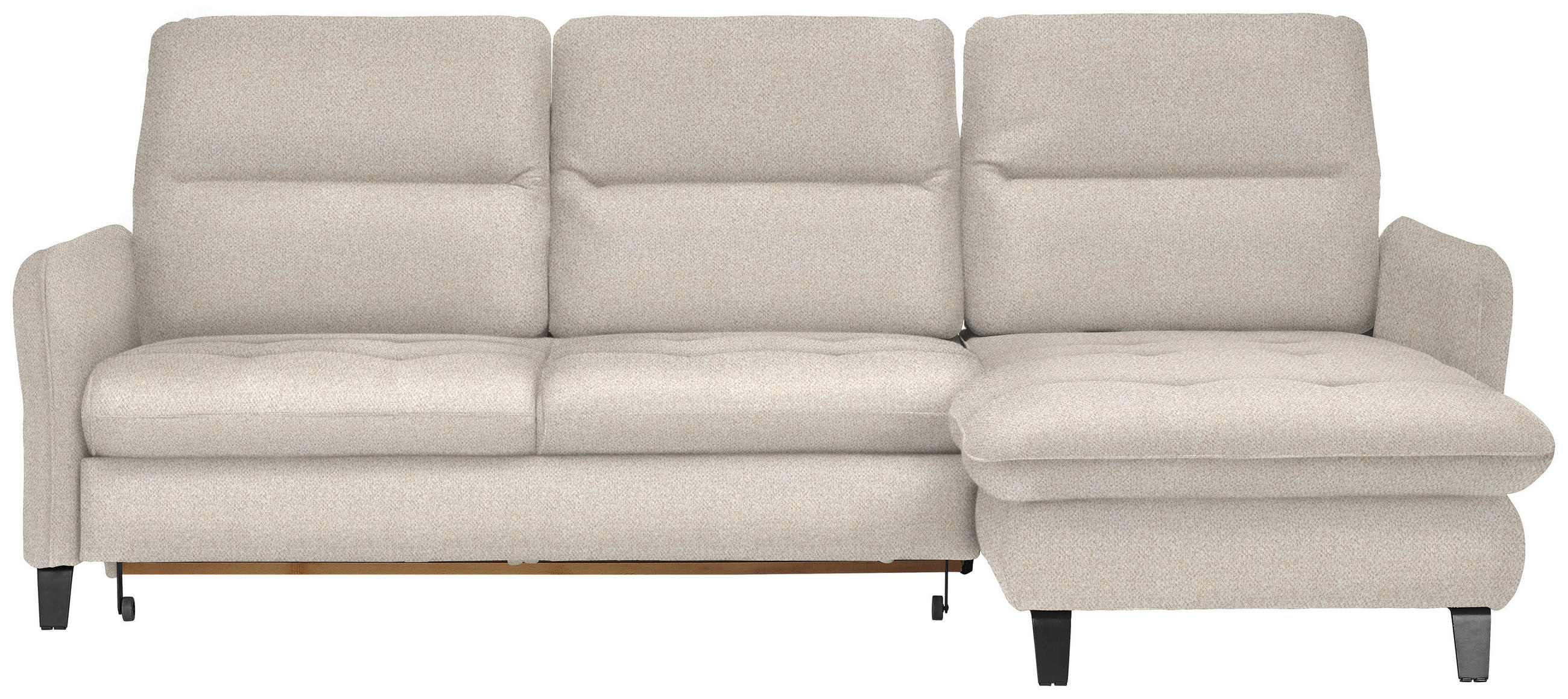 ECKSOFA Creme Plüsch  - Creme/Schwarz, KONVENTIONELL, Textil/Metall (254/190cm) - Livetastic