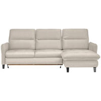 ECKSOFA Creme Plüsch  - Creme/Schwarz, KONVENTIONELL, Textil/Metall (254/190cm) - Livetastic