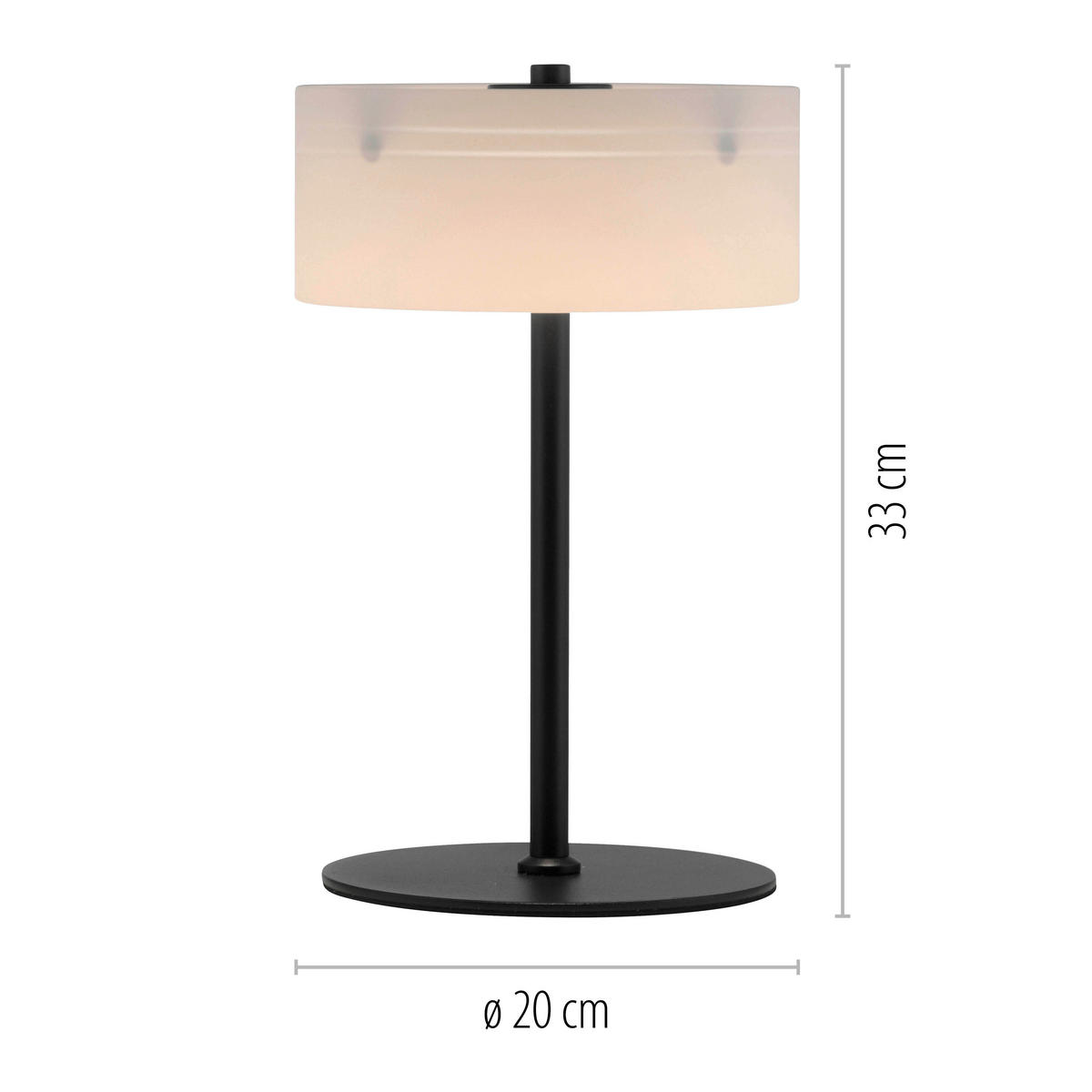 LED-TISCHLEUCHTE 20/20/33 cm   - Schwarz, Design, Glas/Kunststoff (20/20/33cm)