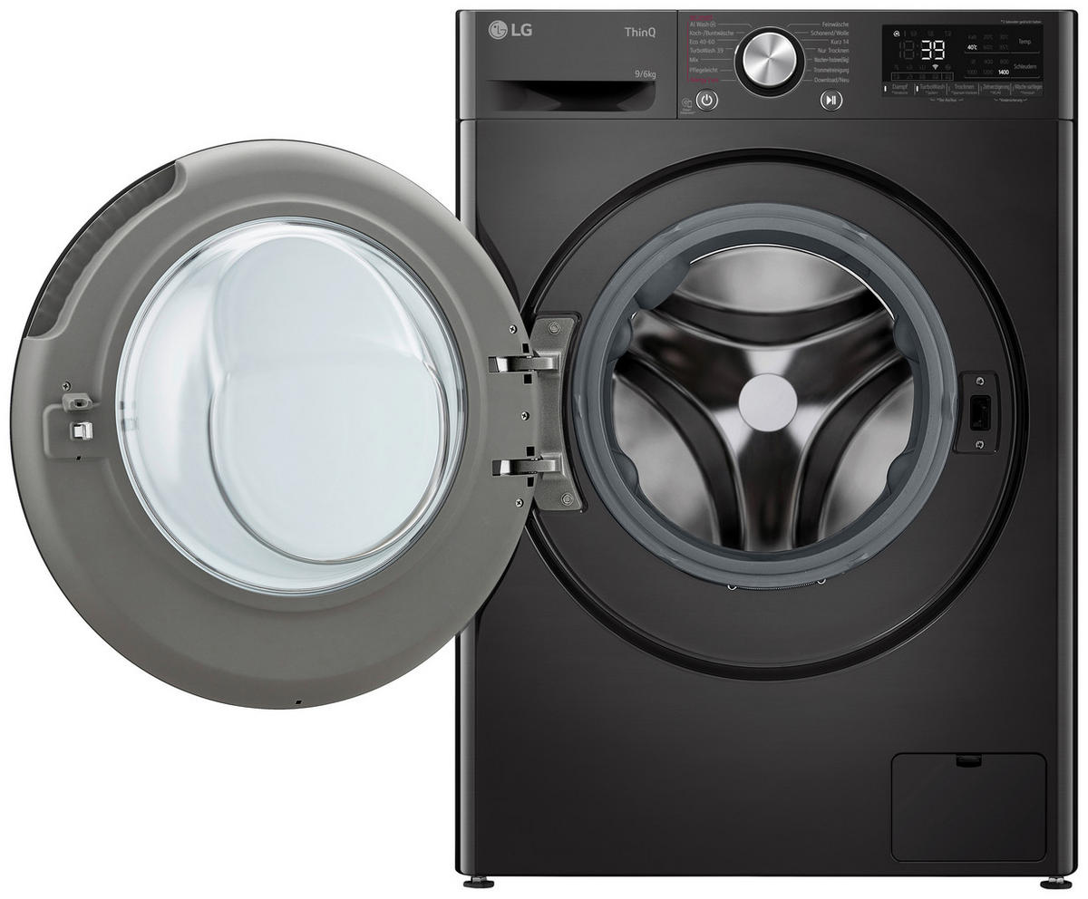 WASCHTROCKNER W4WR7096YB  - Schwarz, Trend, Glas/Kunststoff (60/85/62cm) - LG