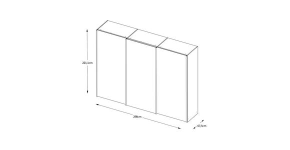 SCHWEBETÜRENSCHRANK 298/222/68 cm 3-türig Weiß, Dunkelgrau - Dunkelgrau/Schwarz, MODERN, Holzwerkstoff/Metall (298/222/68cm) - Moderano