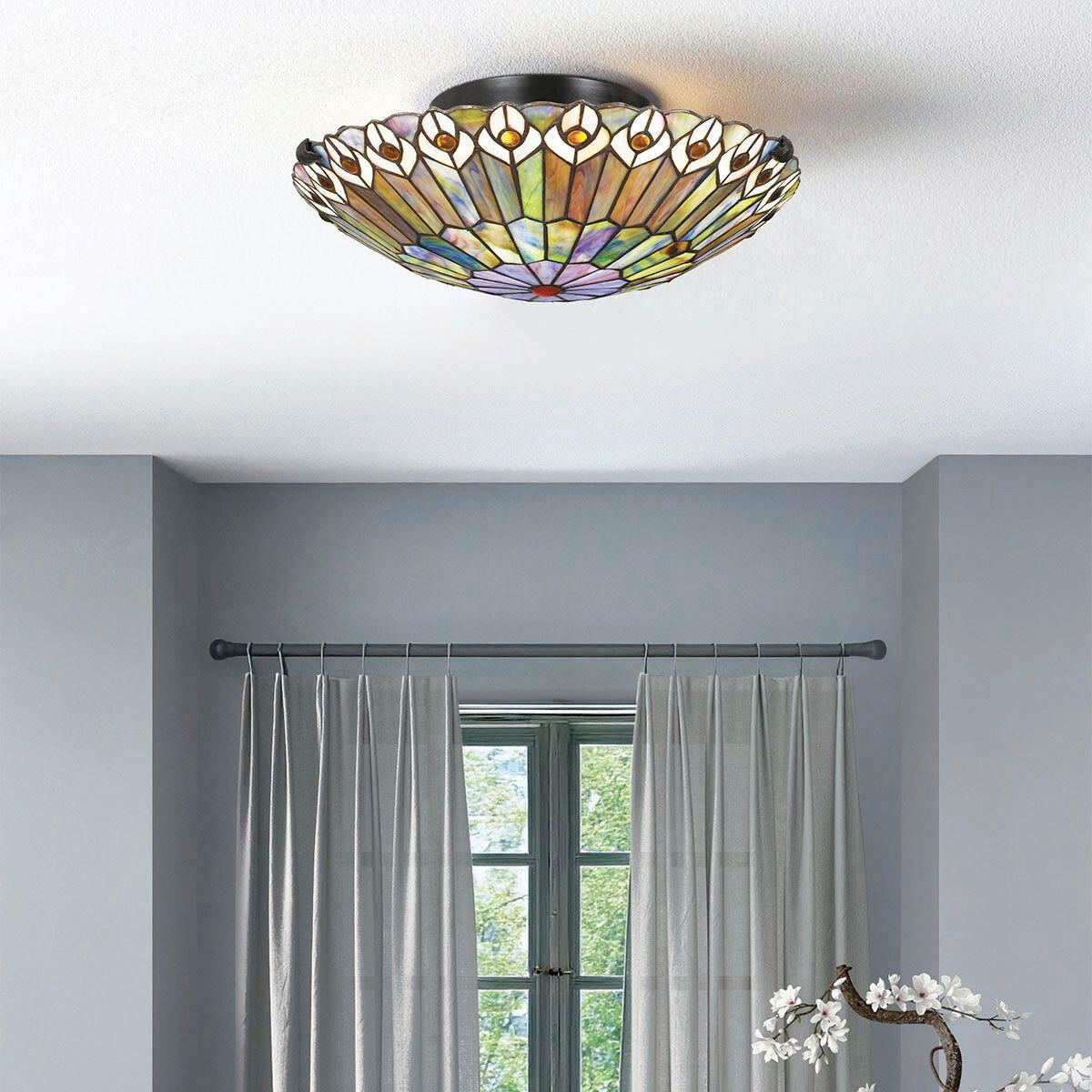 DECKENLEUCHTE  13,5/42,0 cm    - Dunkelbraun/Multicolor, Konventionell, Glas/Metall (13,5/42,0cm) - Elstead Lighting