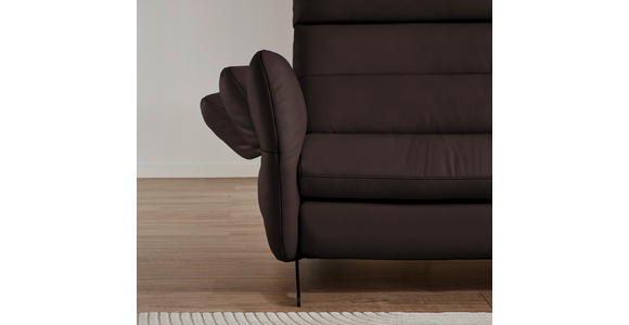 ECKSOFA in Echtleder Dunkelbraun 300/157 cm - Dunkelbraun/Schwarz, Design, Leder/Metall (300/157cm) - Dieter Knoll