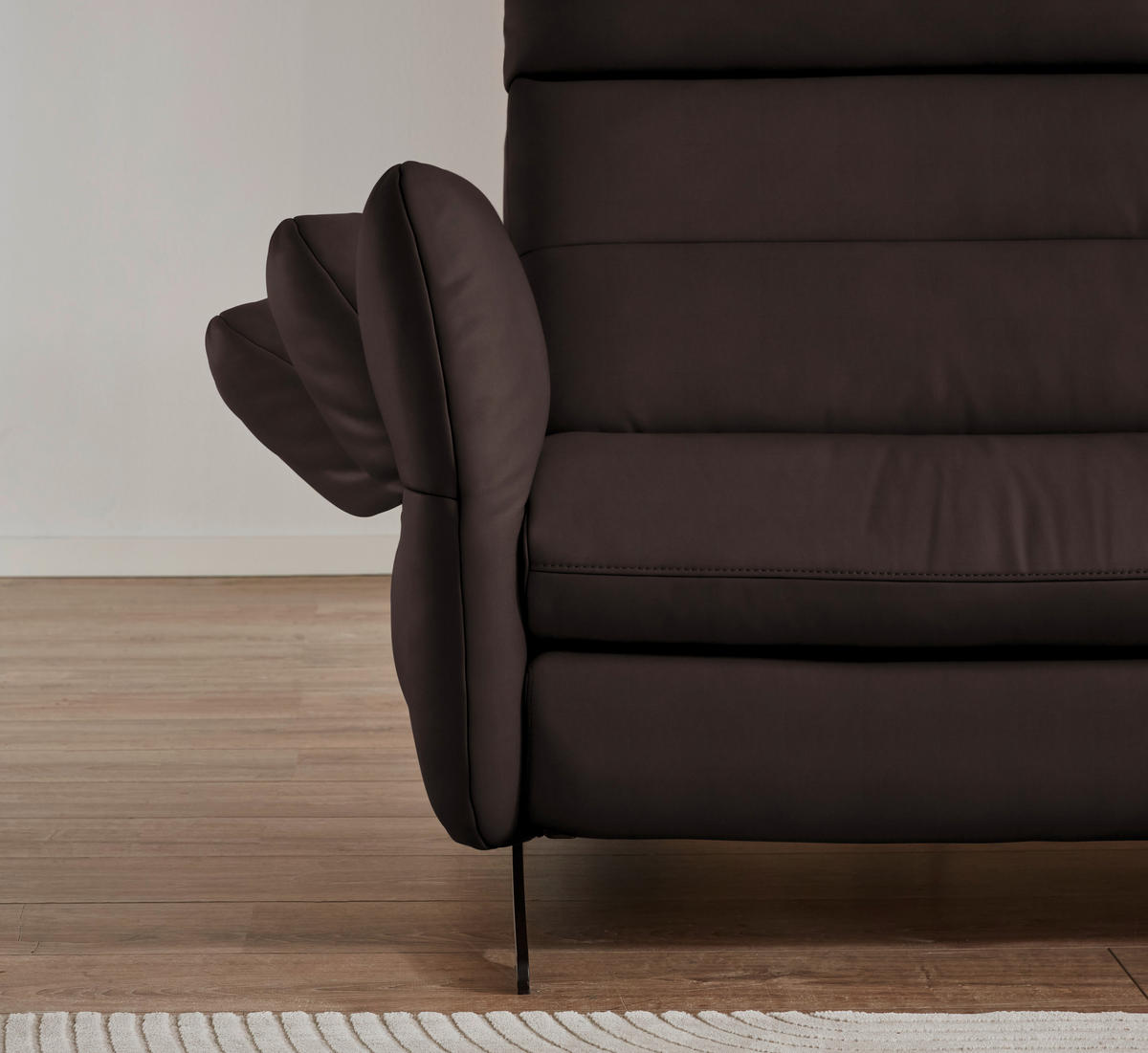 ECKSOFA in Echtleder Dunkelbraun  - Dunkelbraun/Schwarz, Design, Leder/Metall (300/157cm) - Dieter Knoll