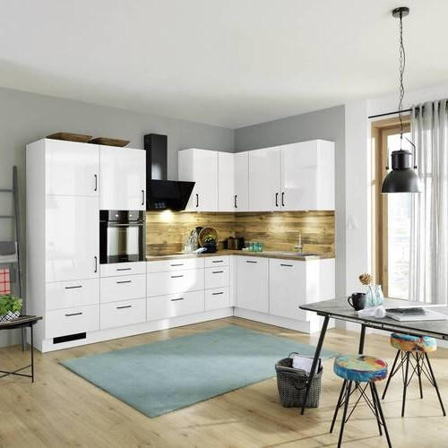 Eckküche Ip4050 ohne Geräte 320x185 cm  Space Grau/Eiche