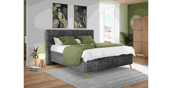 BOXSPRINGBETT 180/200 cm  in Schwarz  - Eichefarben/Schwarz, Design, Holz/Textil (180/200cm) - Esposa