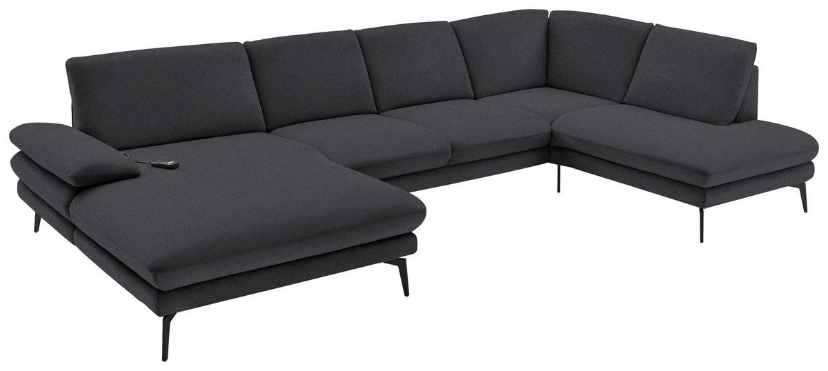 SAROKGARNITÚRA textil antracit  - fekete/antracit, Design, textil/fém (180/344/208cm) - Dieter Knoll