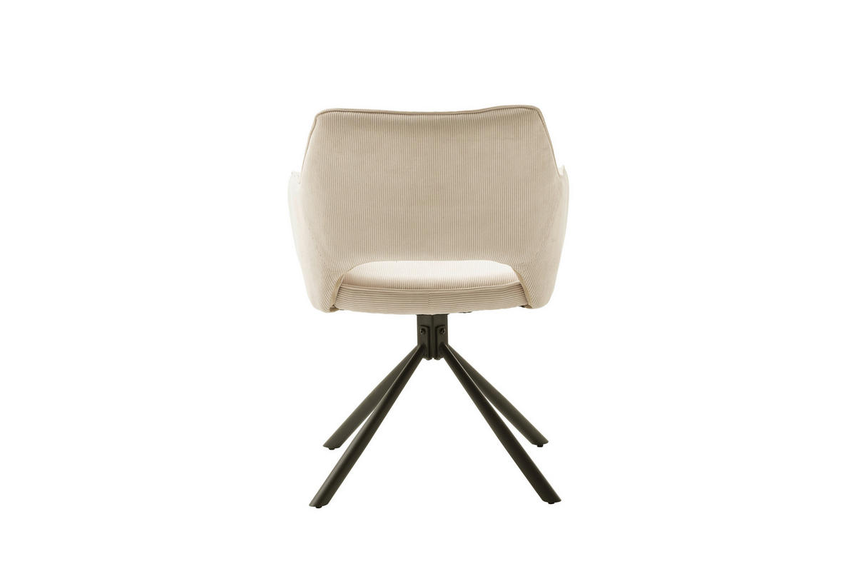 ARMLEHNSTUHL  Sitzfläche 180° drehbar Cord  - Beige/Creme, MODERN, Textil/Metall (61/85/61cm) - Livetastic