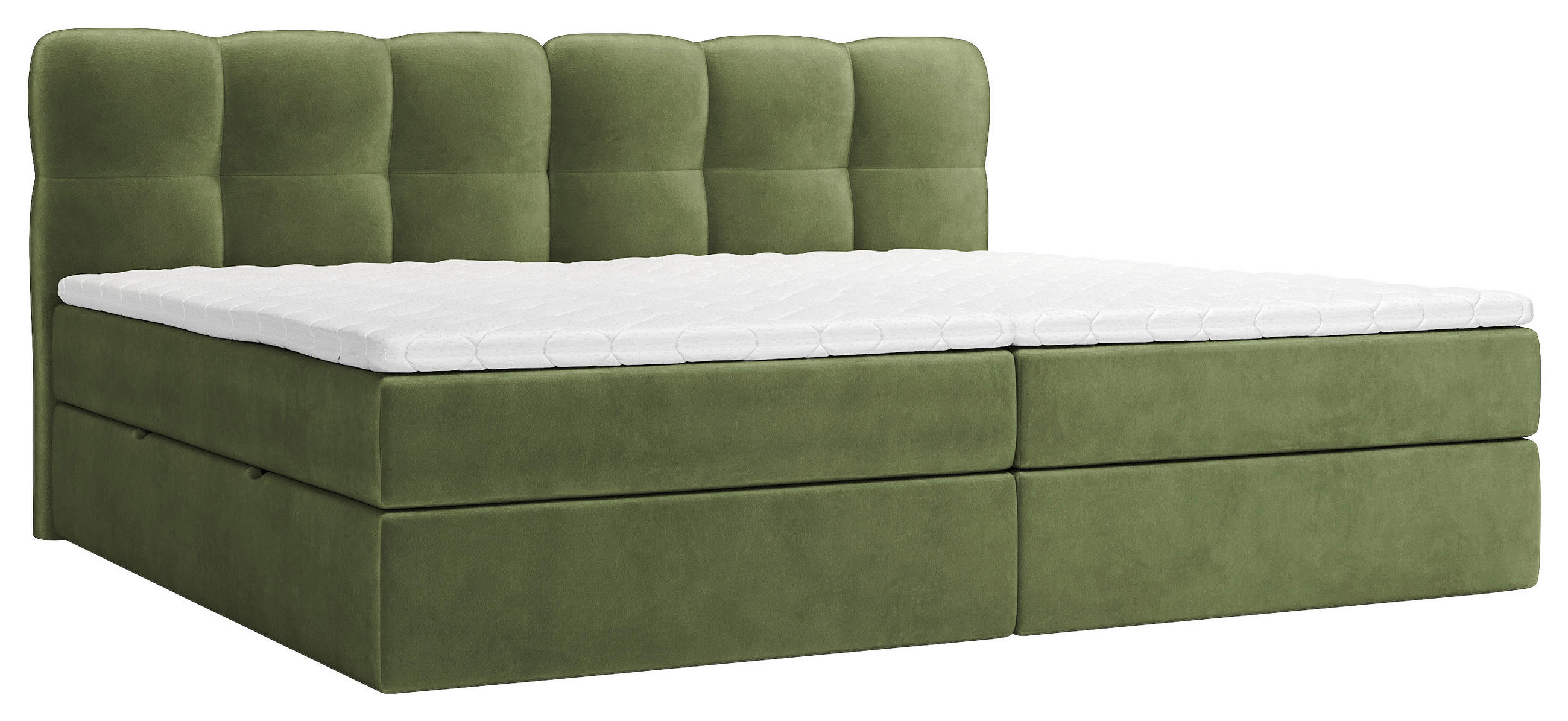 BOXBETT 240/200 cm,  in Grün, Matratze, Bettkasten, Topper, H3 = fest  - Schwarz/Grün, KONVENTIONELL, Kunststoff/Textil (240/200cm) - Chameo